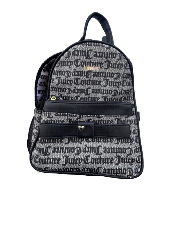 Juicy Couture Black and Gray Signature Logo Mini Backpack with Bow main image 4